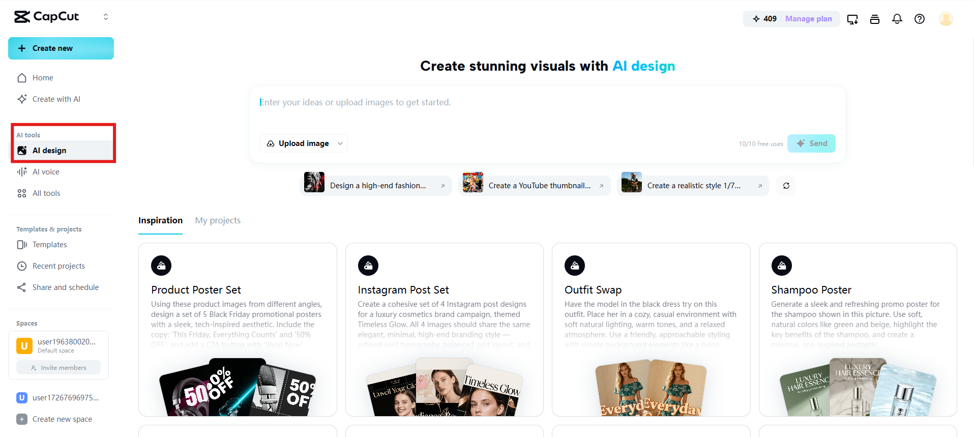 Navigate to AI design feature