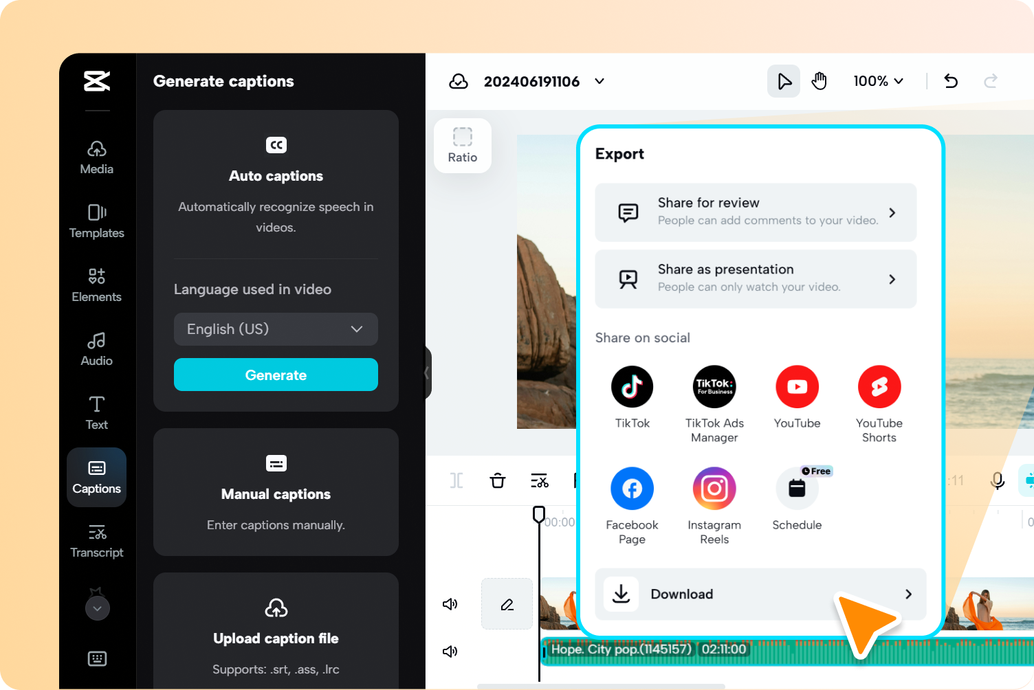 Export and share