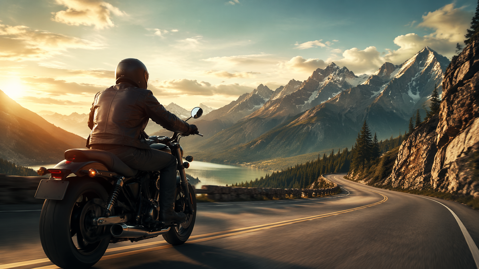 Dreamina AI Biker Filter prompt example 6: Mountain Road Poster