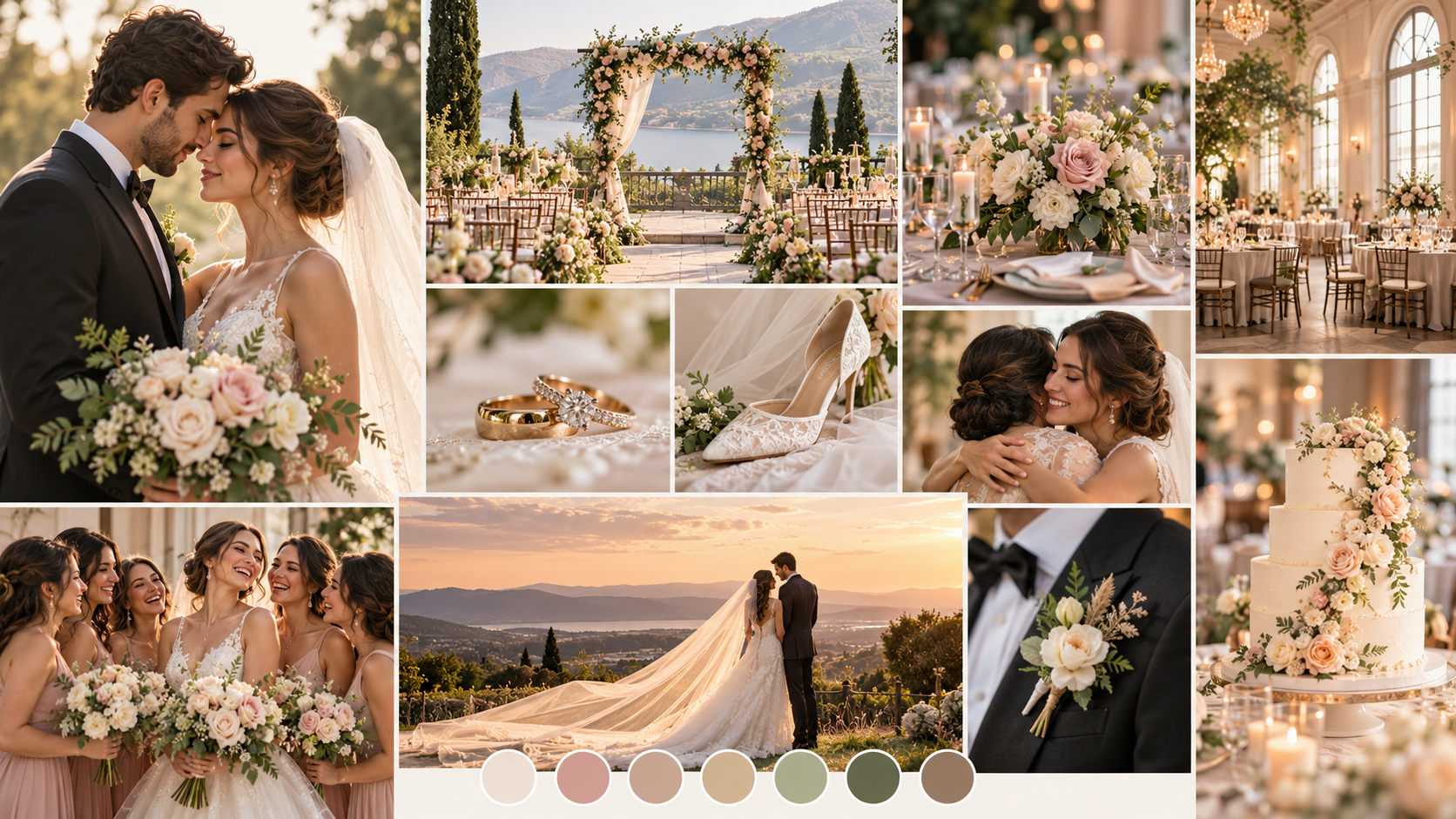 Mood board per la fotografia di matrimonio