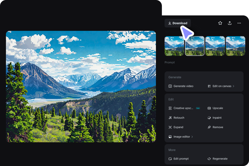 Edit and save the AI-generated pixel art