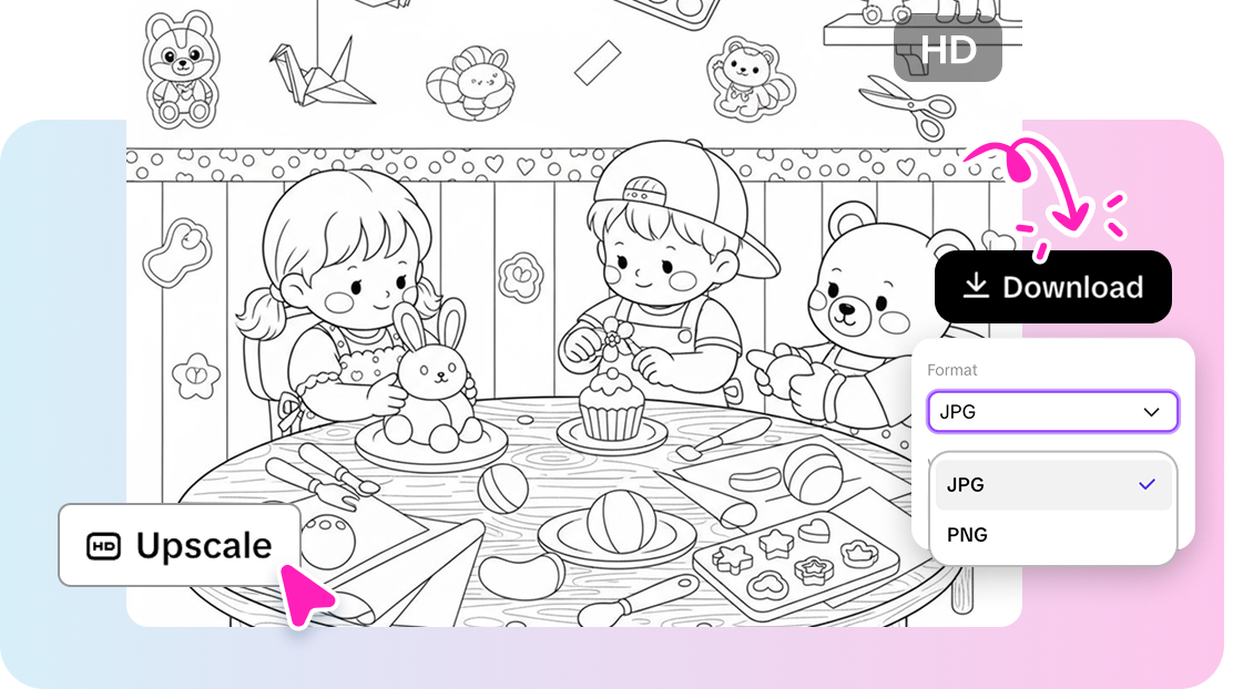 Outils d'édition pour personnaliser les pages à colorier générées par IA