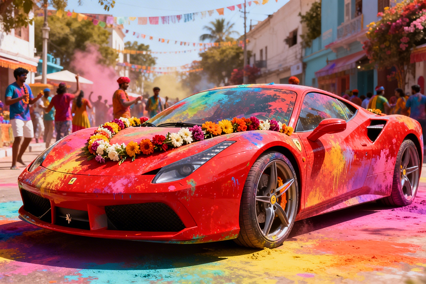 Holi Color Splash Bike