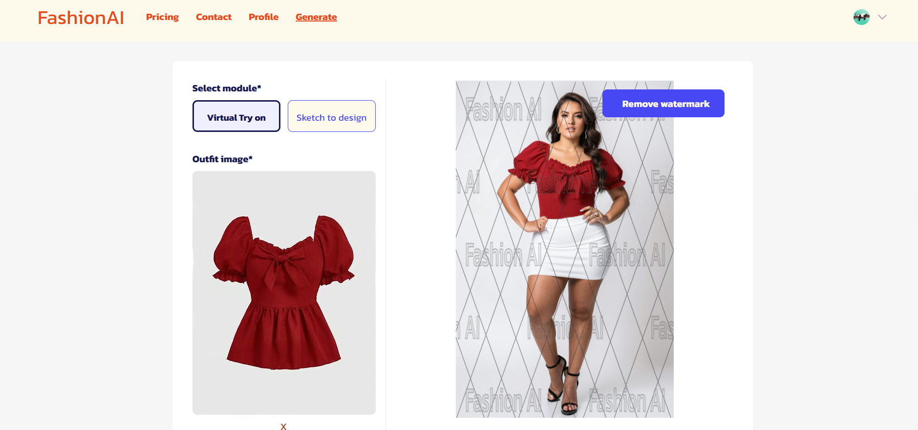 FashionAI arayüzü