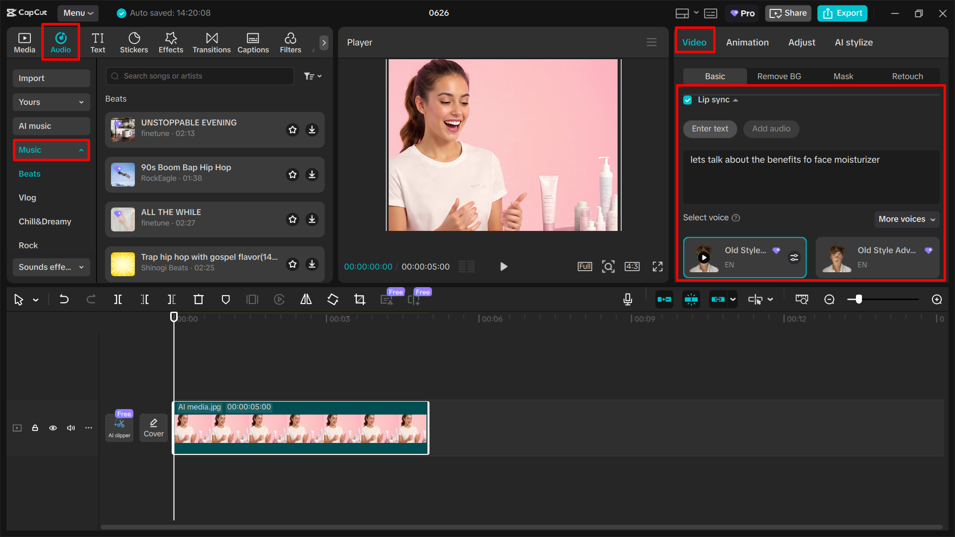 Editing the video using advanced tools in the CapCut desktop video editor