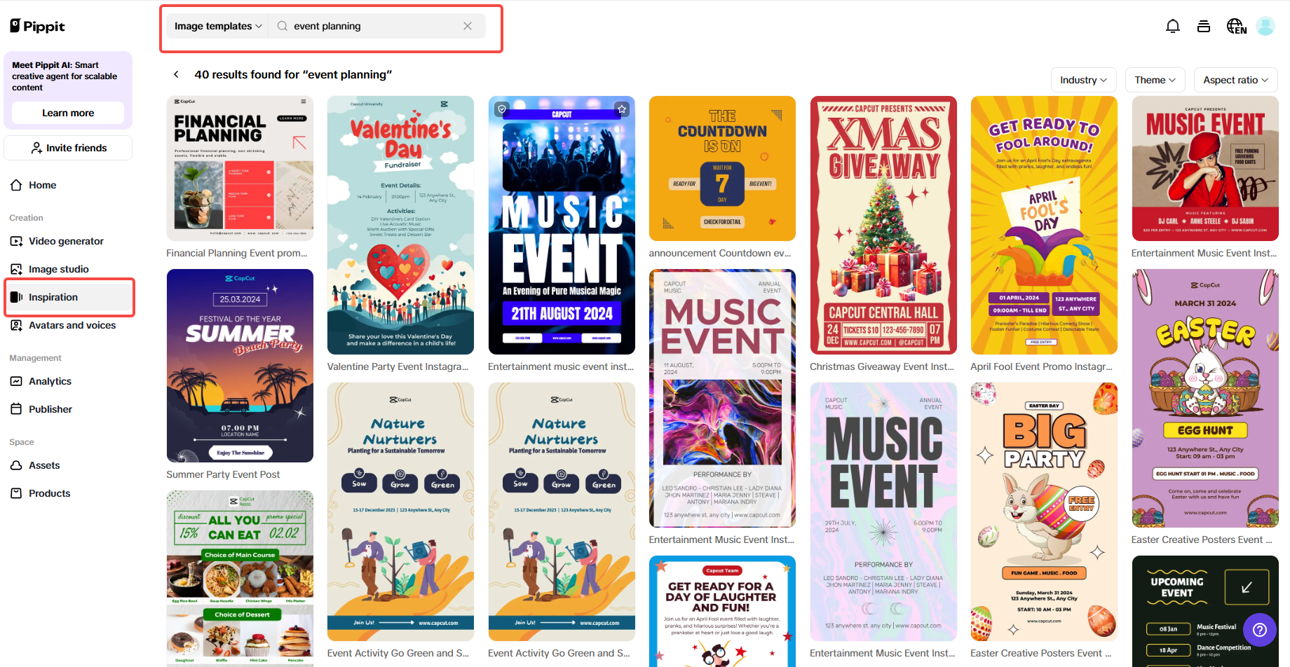 Sign up and access Inspiration