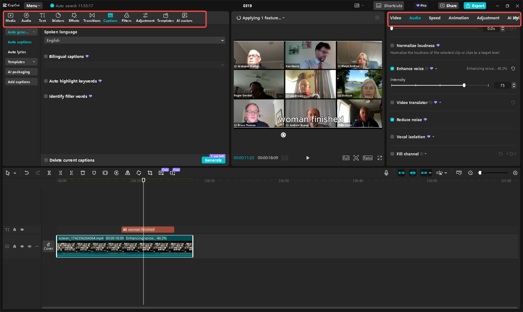 Edit Zoom recording video