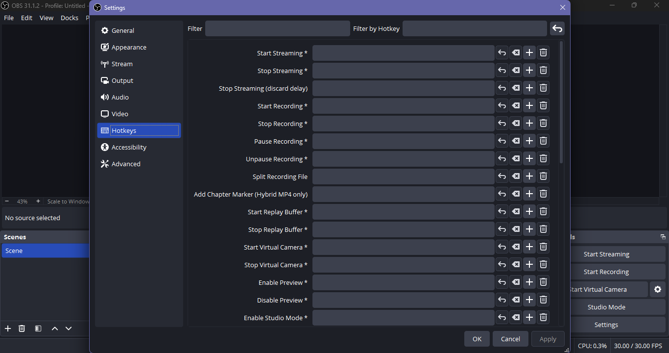 Hotkeys for efficiency