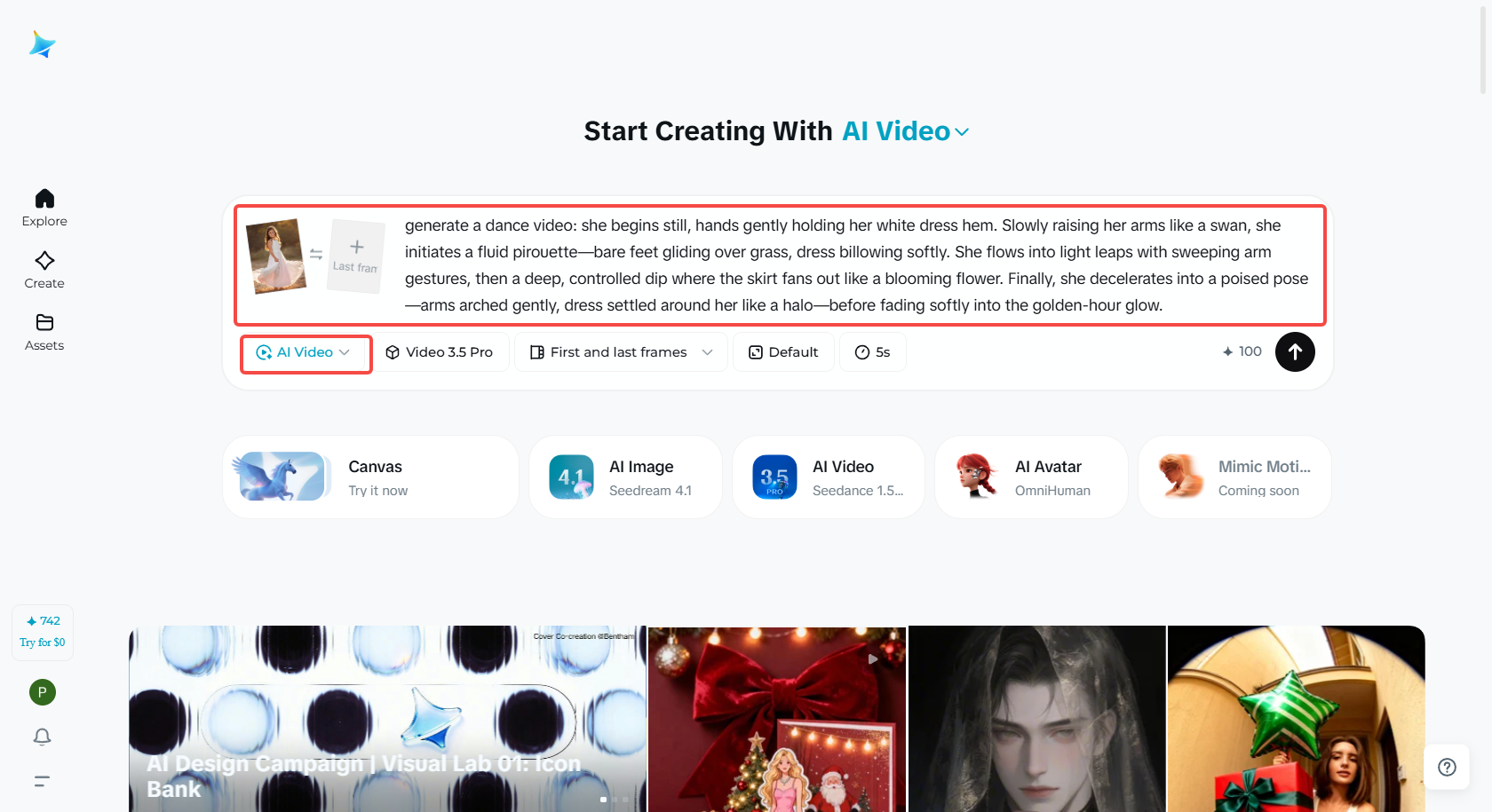 비디오 생성 프롬프트 입력하기