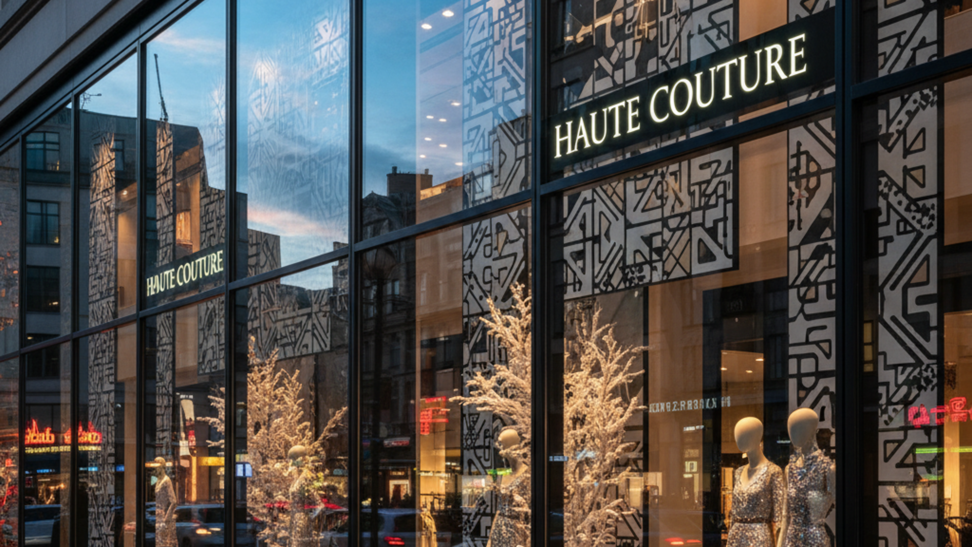 Reflection on storefront windows