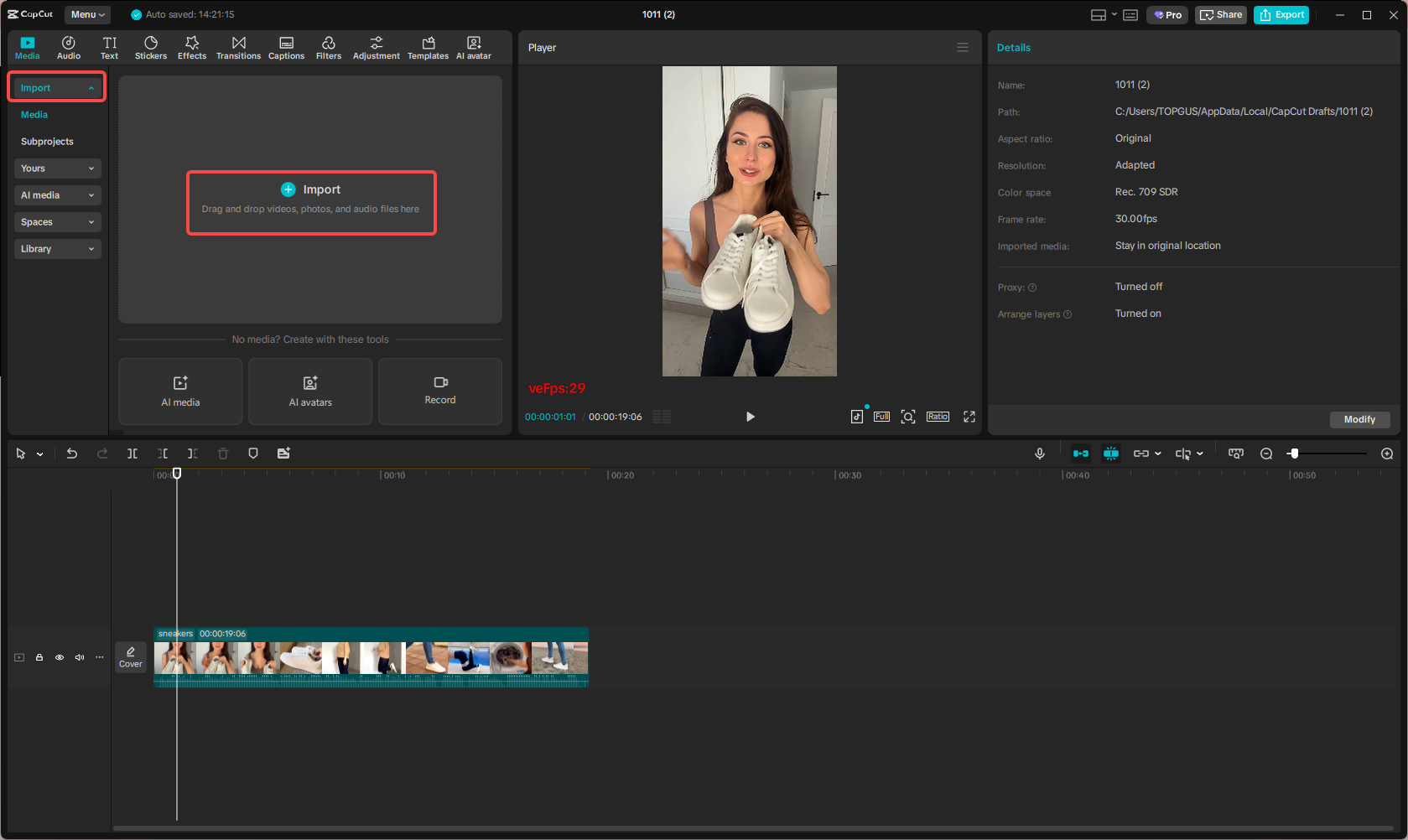 Import files to CapCut