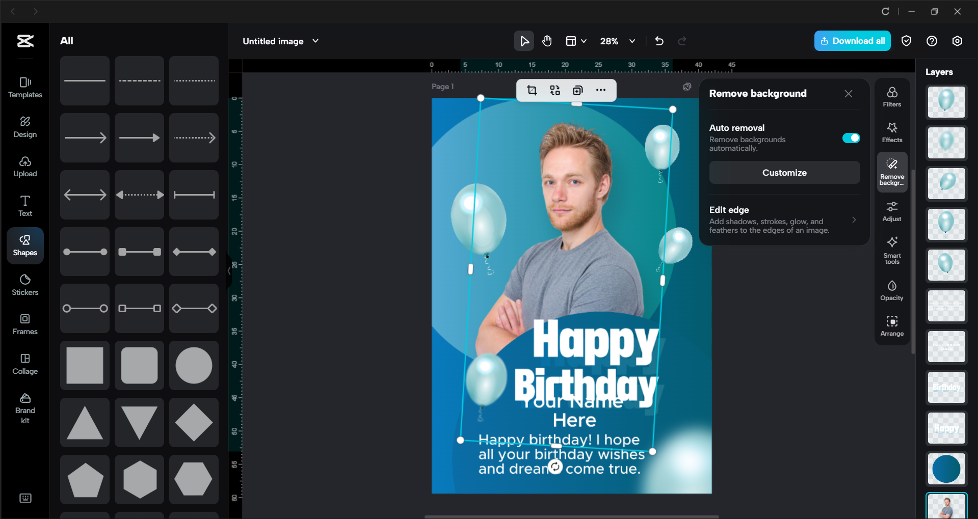 Interface of the CapCut desktop video editor - an easy way to edit birthday poster templates