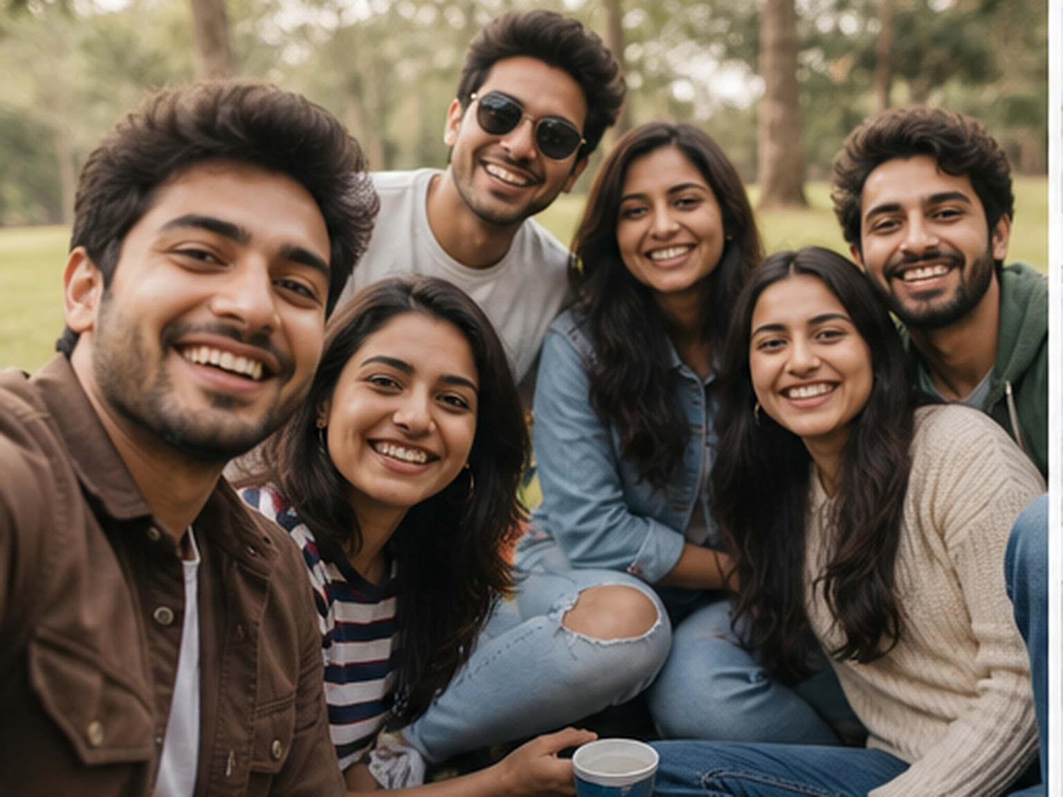 Freundesgruppe im Freien