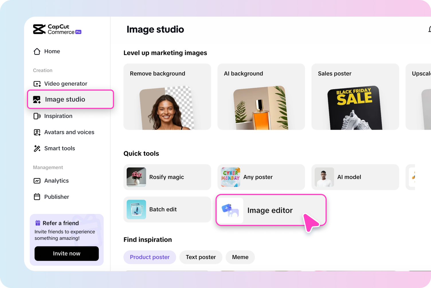Access the image editor