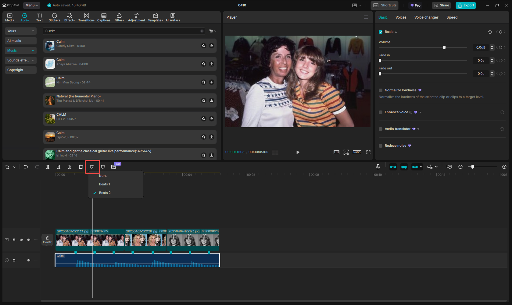 AI beat maker for funeral slideshow