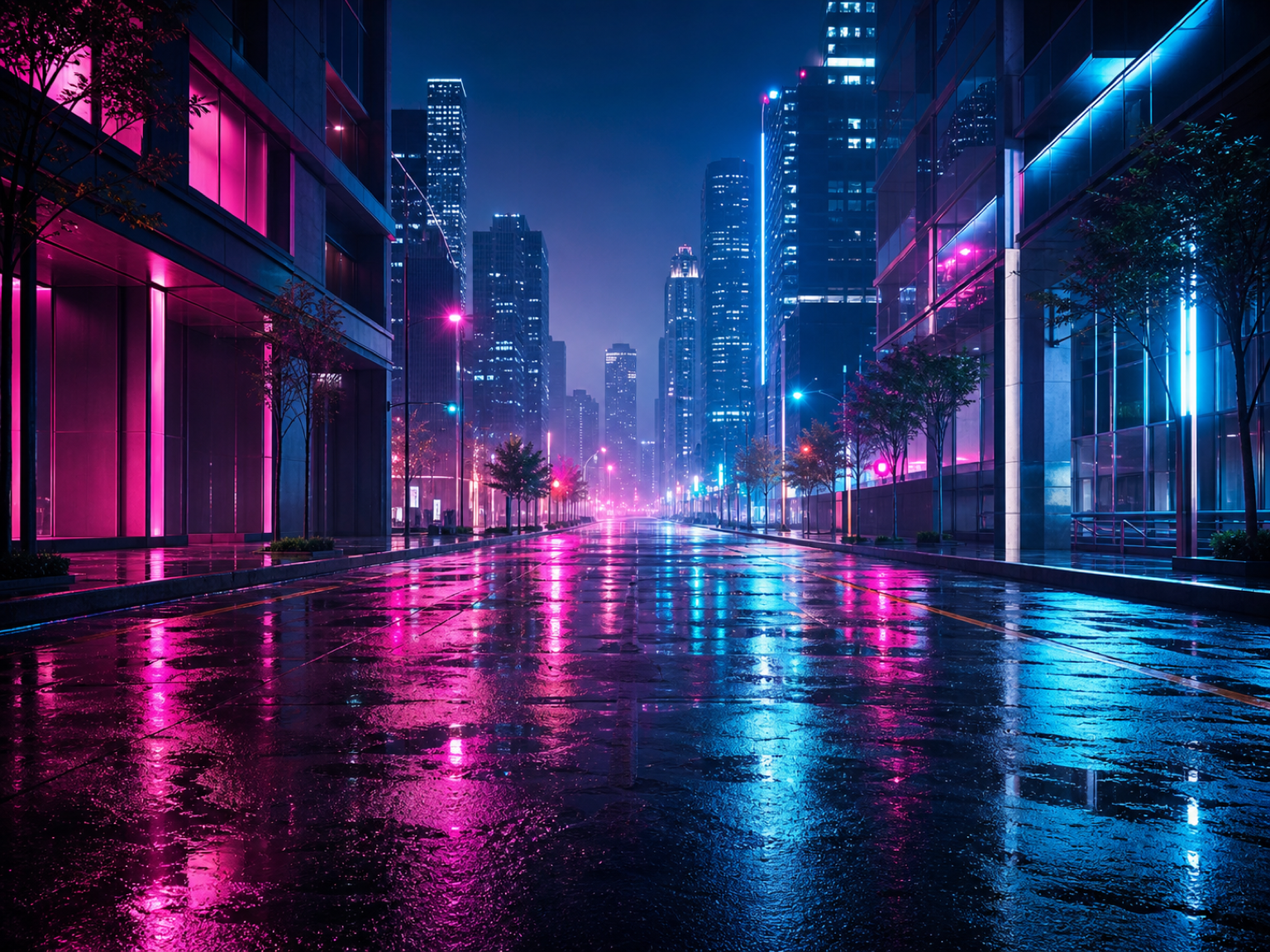 Neon-Regenstraße
