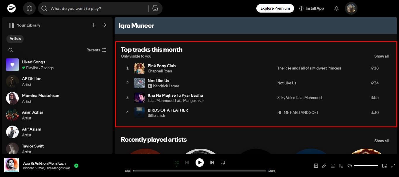 Image showing how to find your top song on Spotify on PC