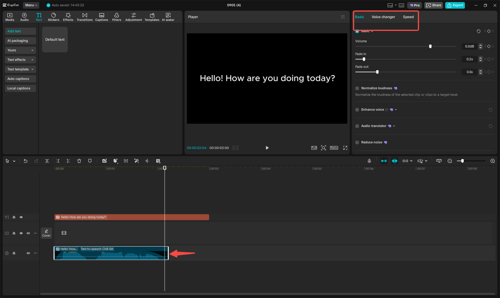 Edit your generated female voice