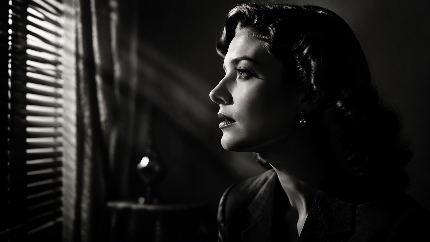 Dreamina Film Noir Filter Prompt Beispiel 4: Monochromes Seitenlicht