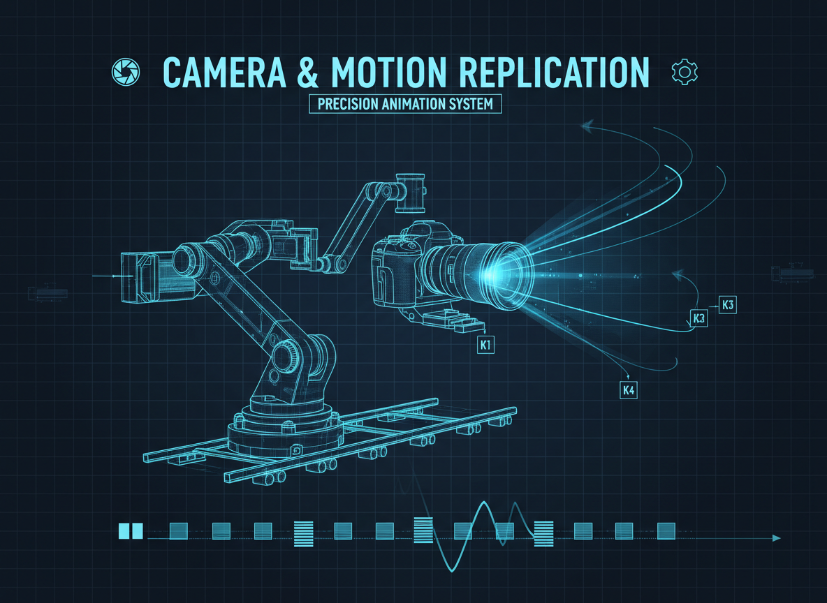 Graphic — camera and motion replication diagram with keyframes.