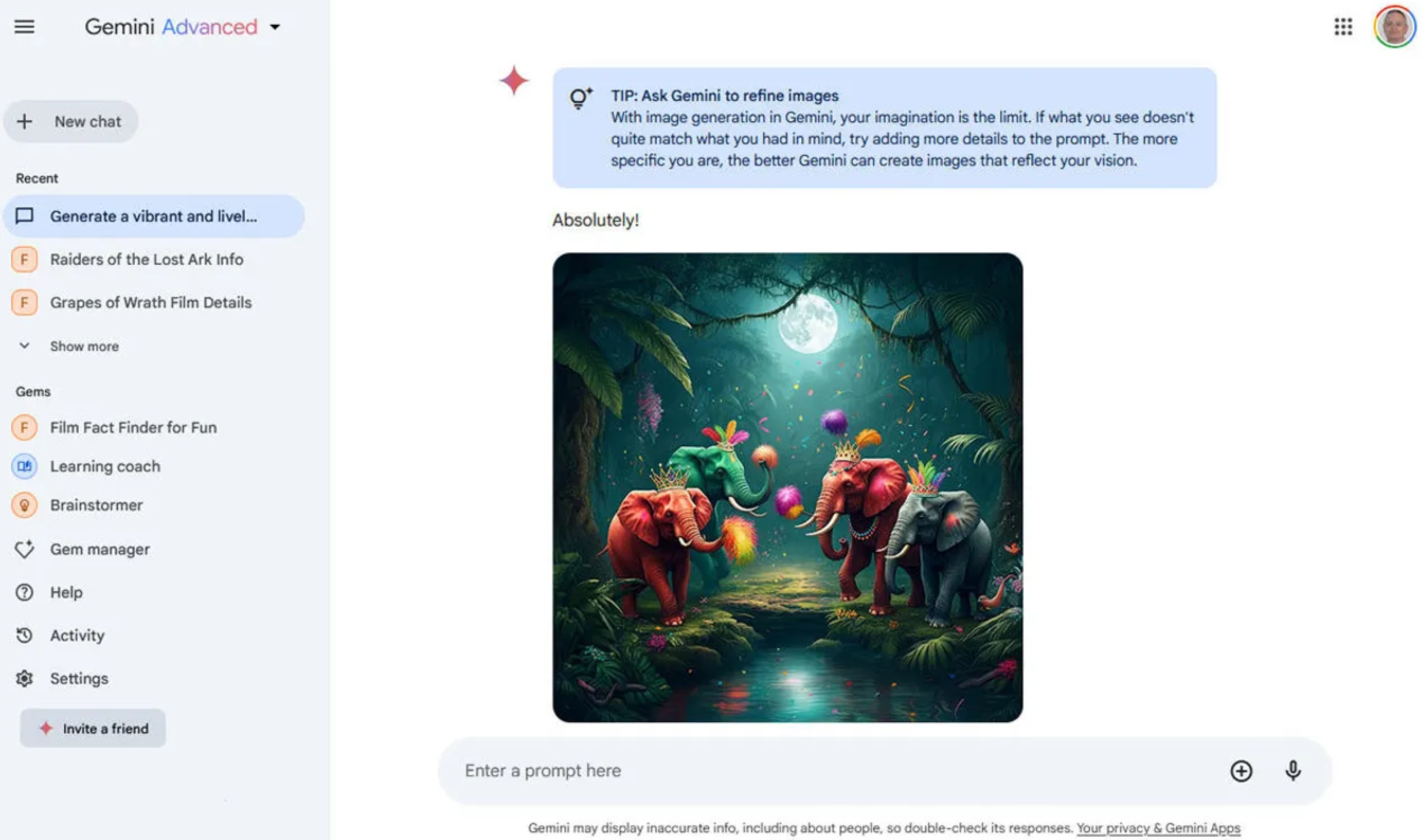 Interface of Gemini - a user-friendly AI image generator