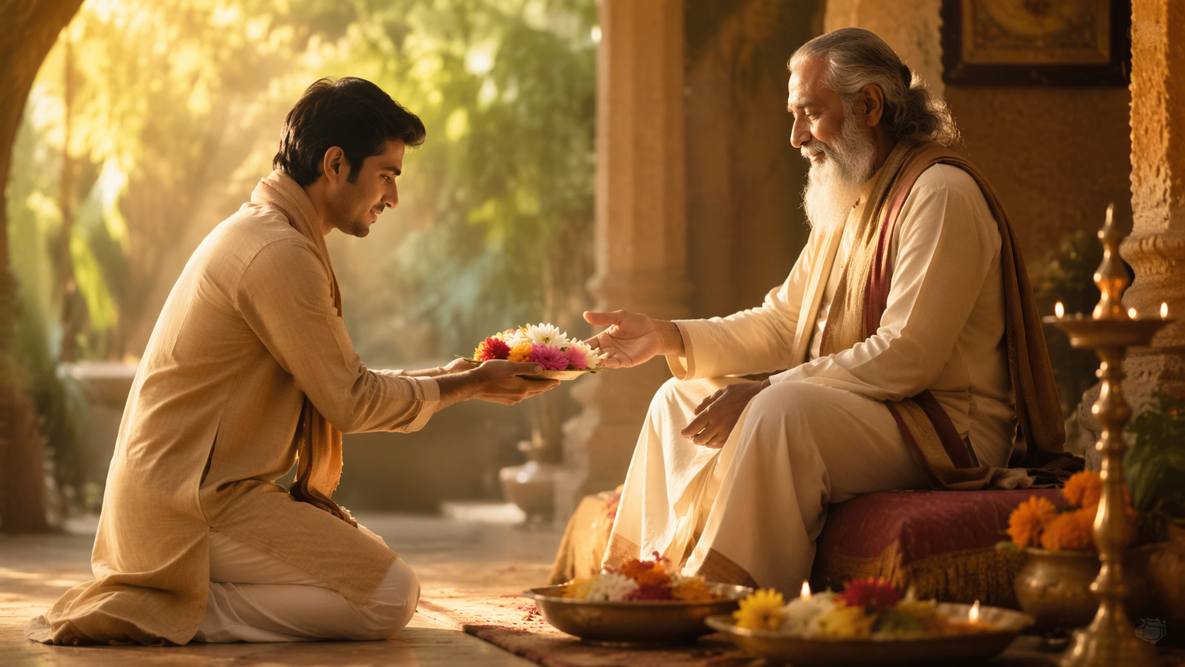 Dreamina Guru Purnima AI Image Prompts prompt example 3: Serene Teacher Tribute