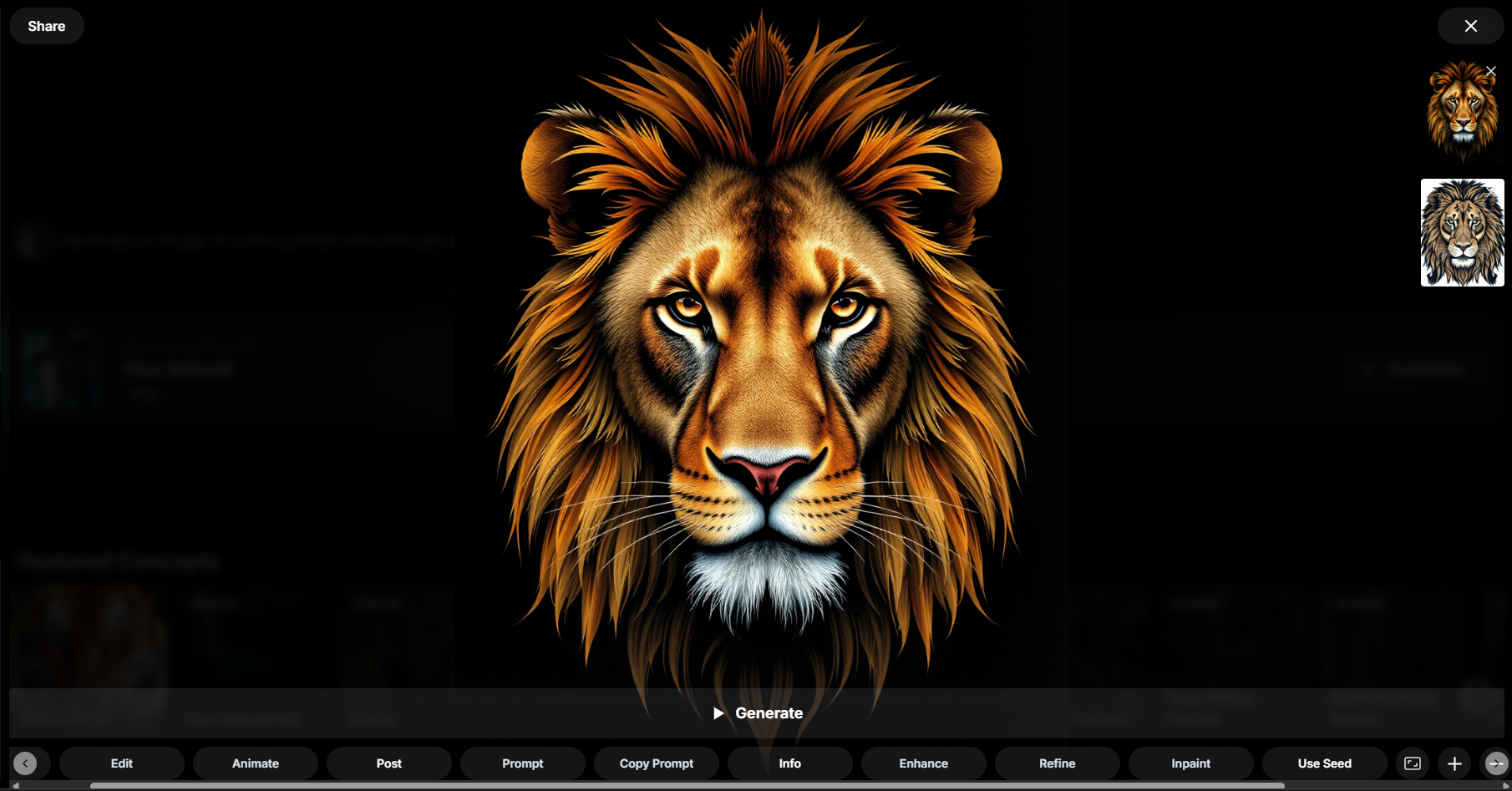 Generating an image with Mage Space