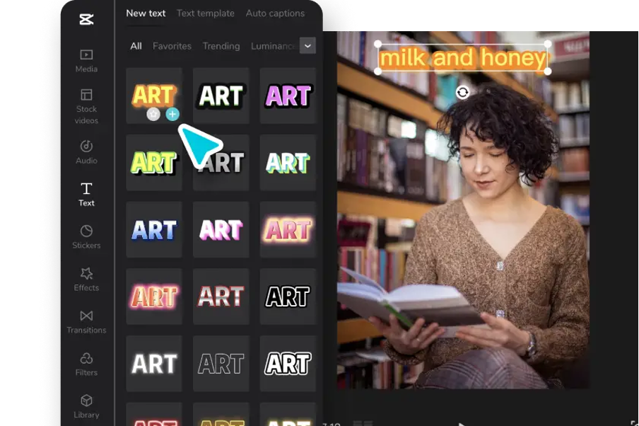 CapCut interfață web AI Design
