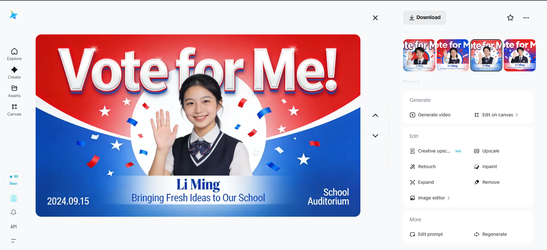 Descărcați votul pentru mine poster școlar pe Dreamina