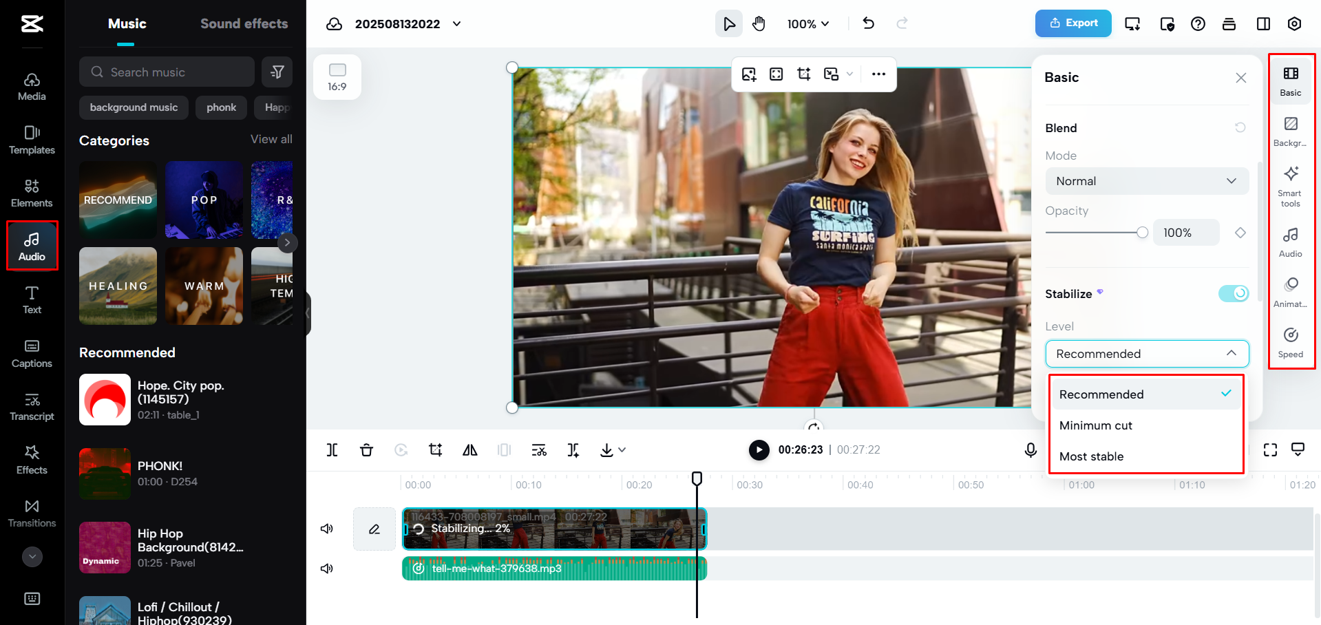 Songvideos mit CapCut Web bearbeiten