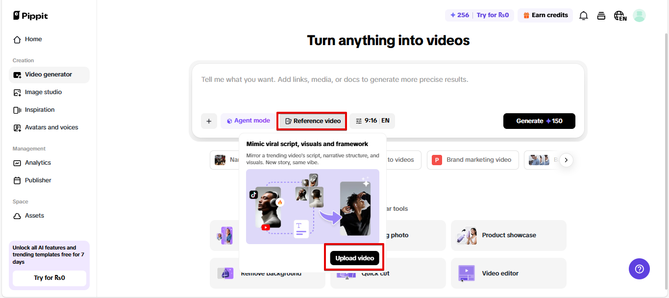 Reference video to video support