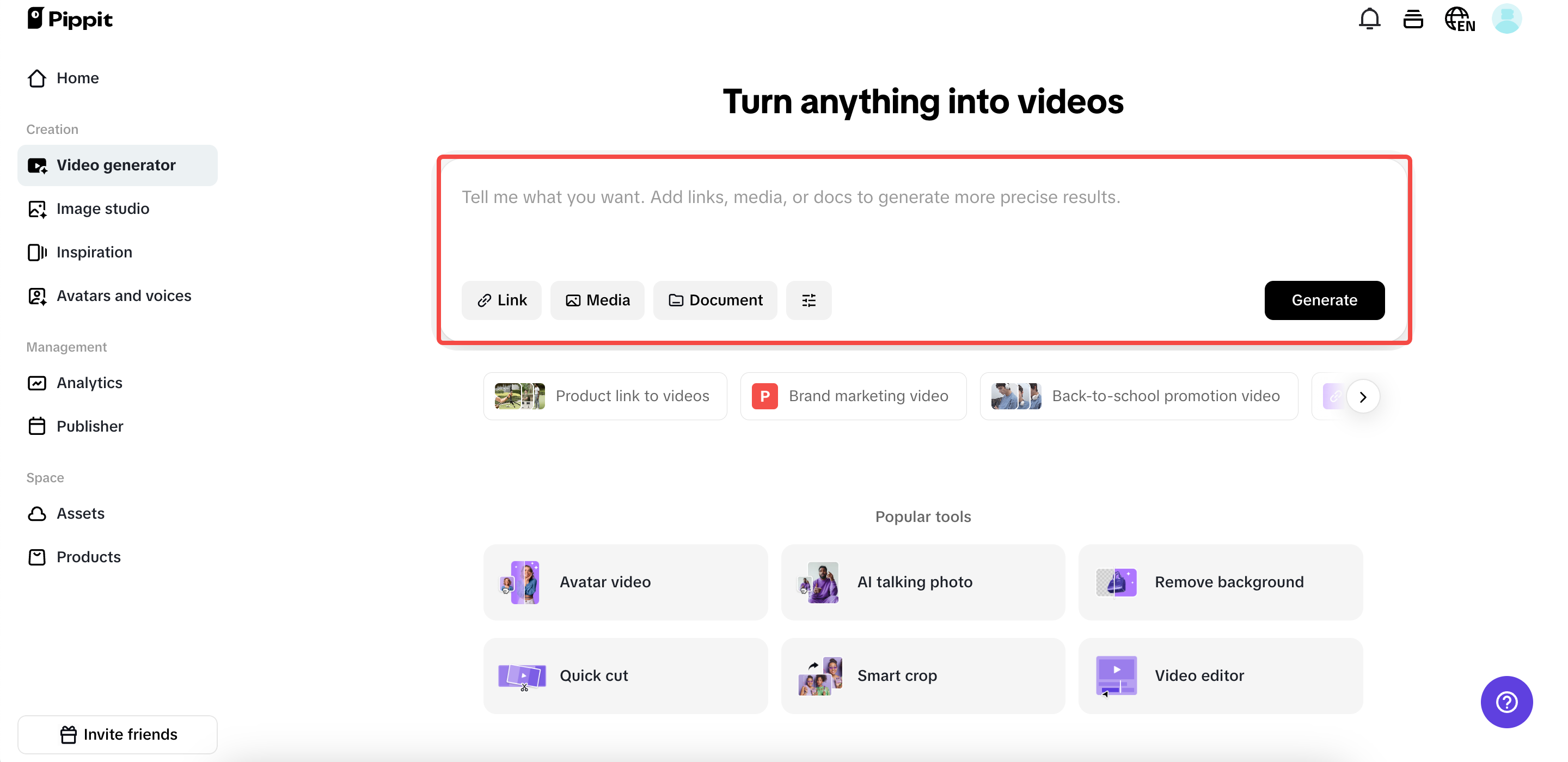 Paste links or upload media