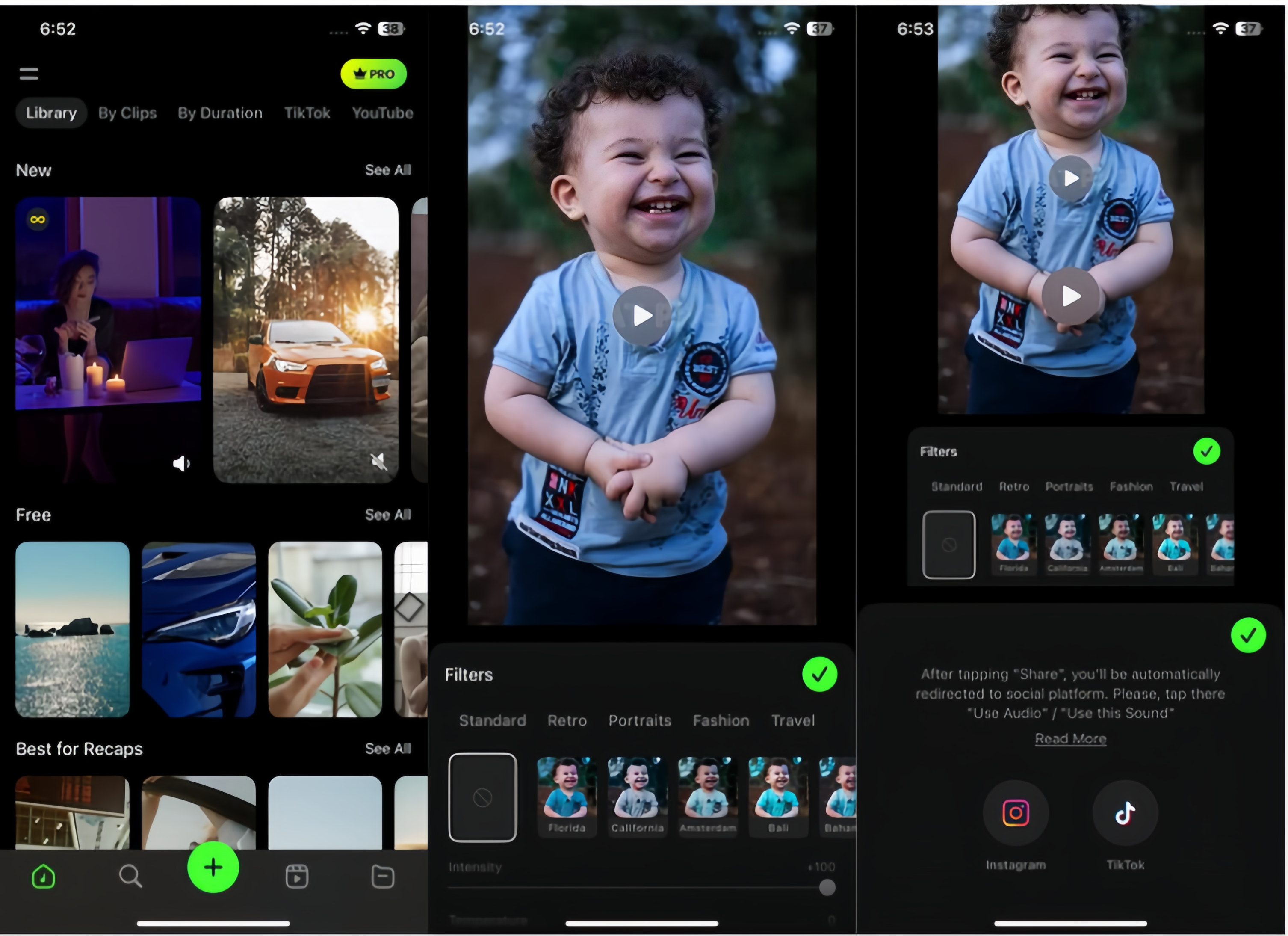Interface de Beat - une application parfaite de modèles de reels