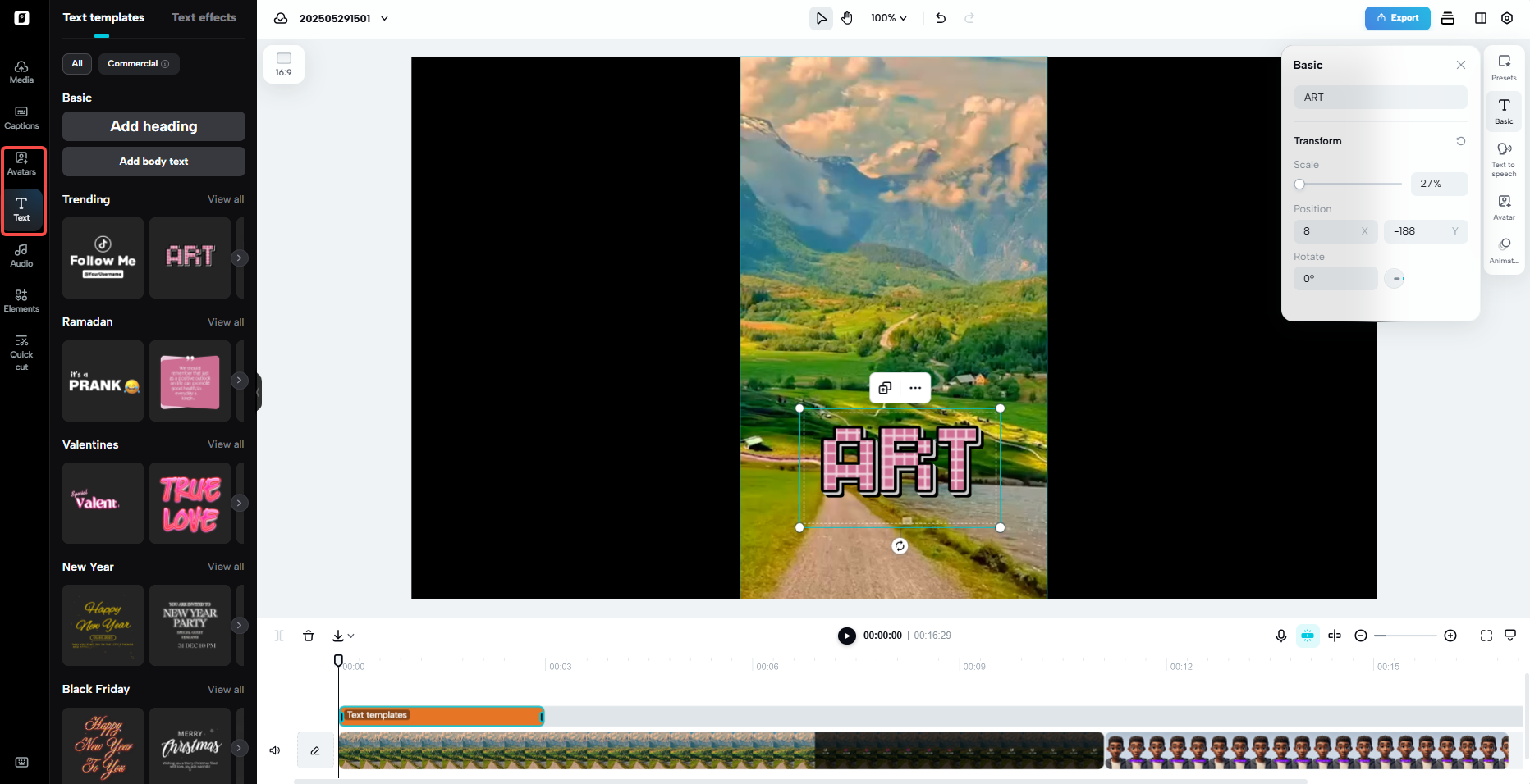 Add avatars or text overlays to your video
