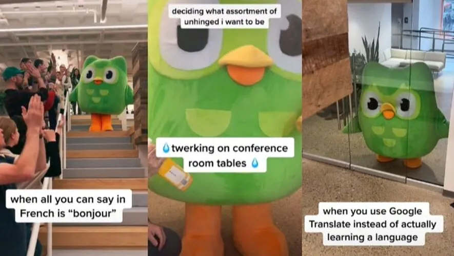 Nội dung hài hước và linh vật do Duolingo tạo ra