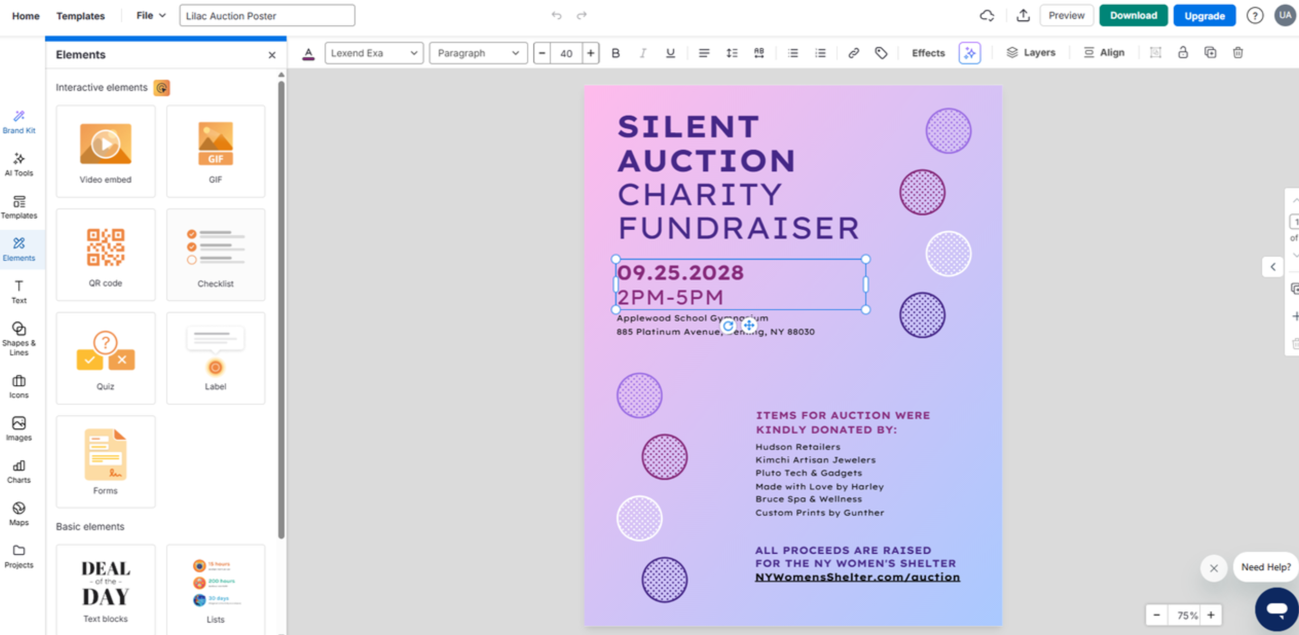 Interfaz de Vengage: una herramienta eficiente para crear carteles con IA.