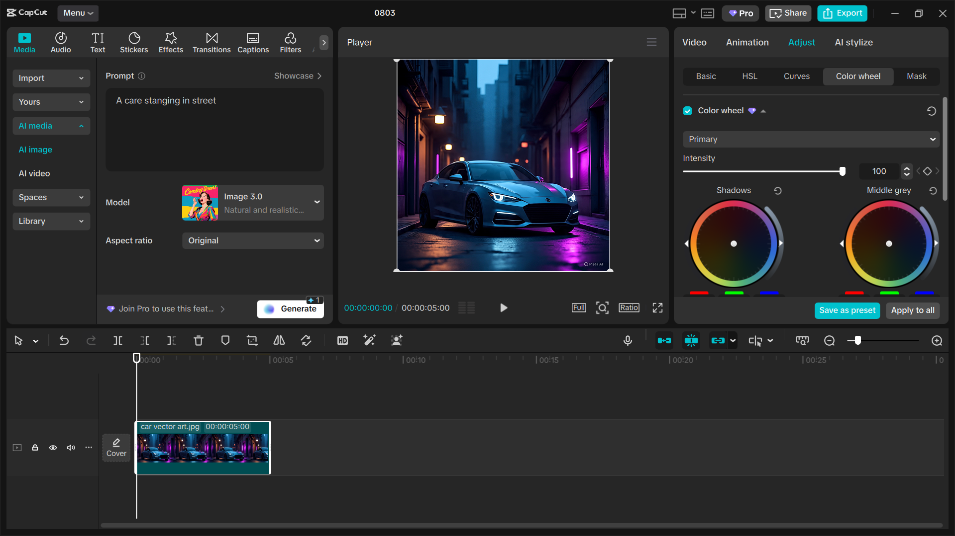 Interface of the CapCut desktop video editor - the best tool to create images