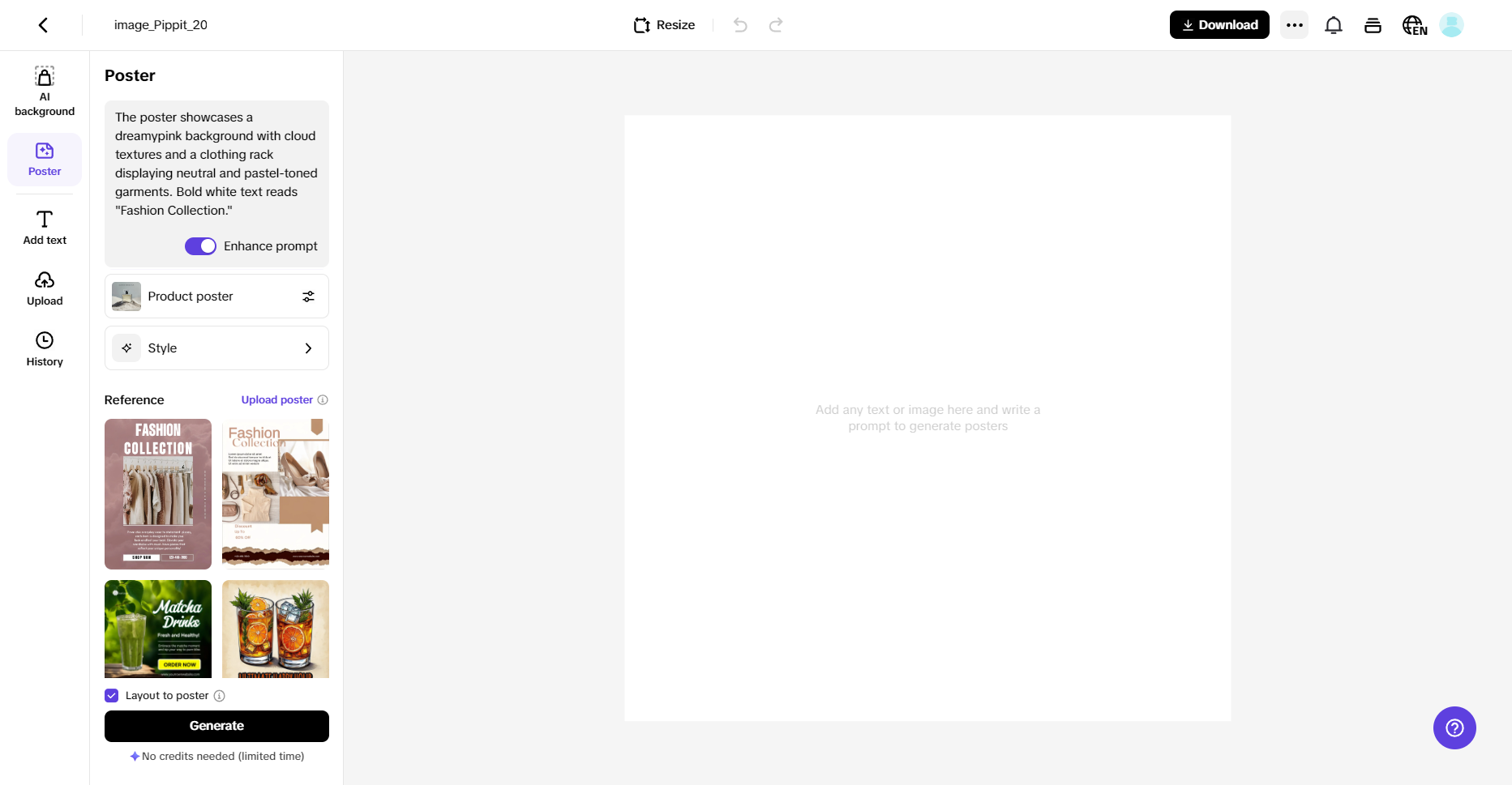 Access the Poster feature