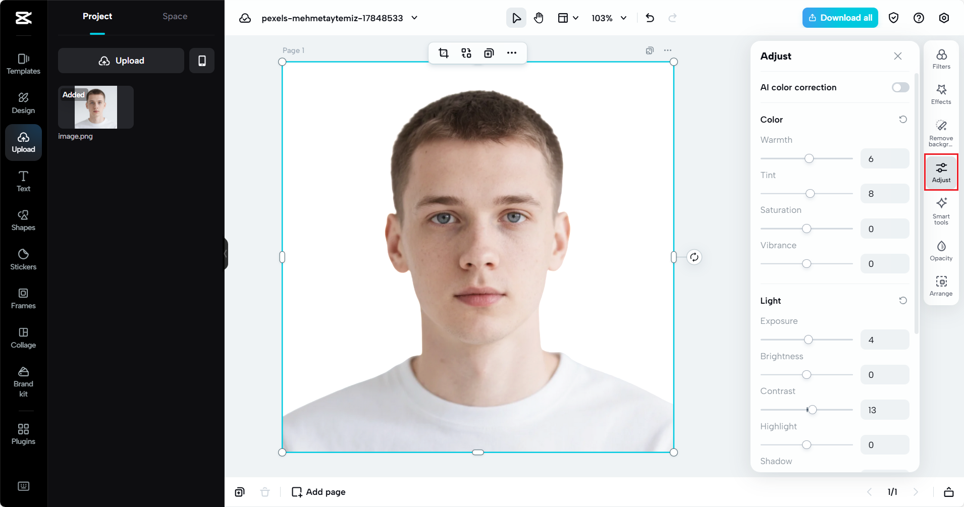 Thay đổi kích thước ảnh hộ chiếu của bạn.