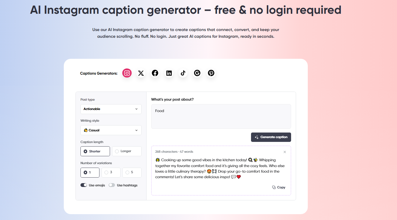 Planable Instagram caption generators