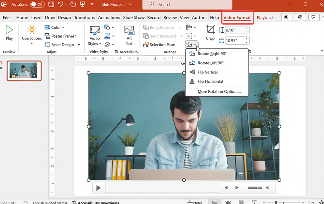 Format and adjust the video to PowerPoint