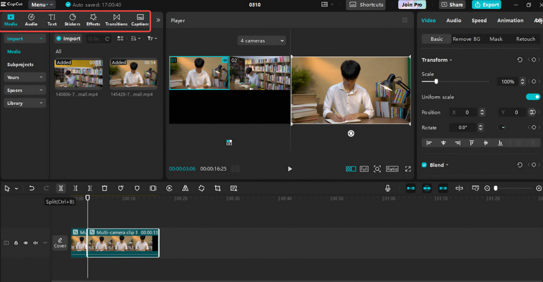 Edit the clips