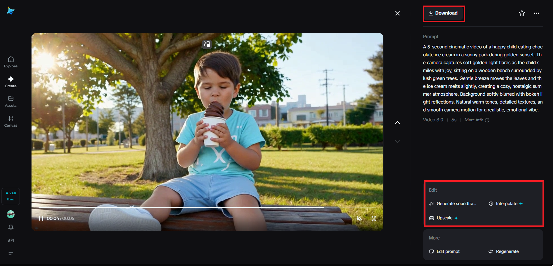 Dreaminaワークスペースを開いて、最終動画を生成してください。