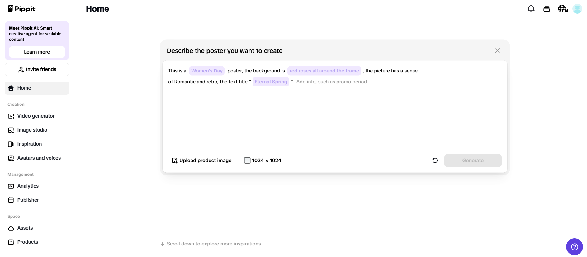 One-click image generation