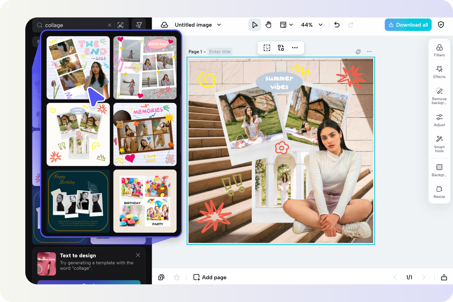 Choose and customize your collage template 