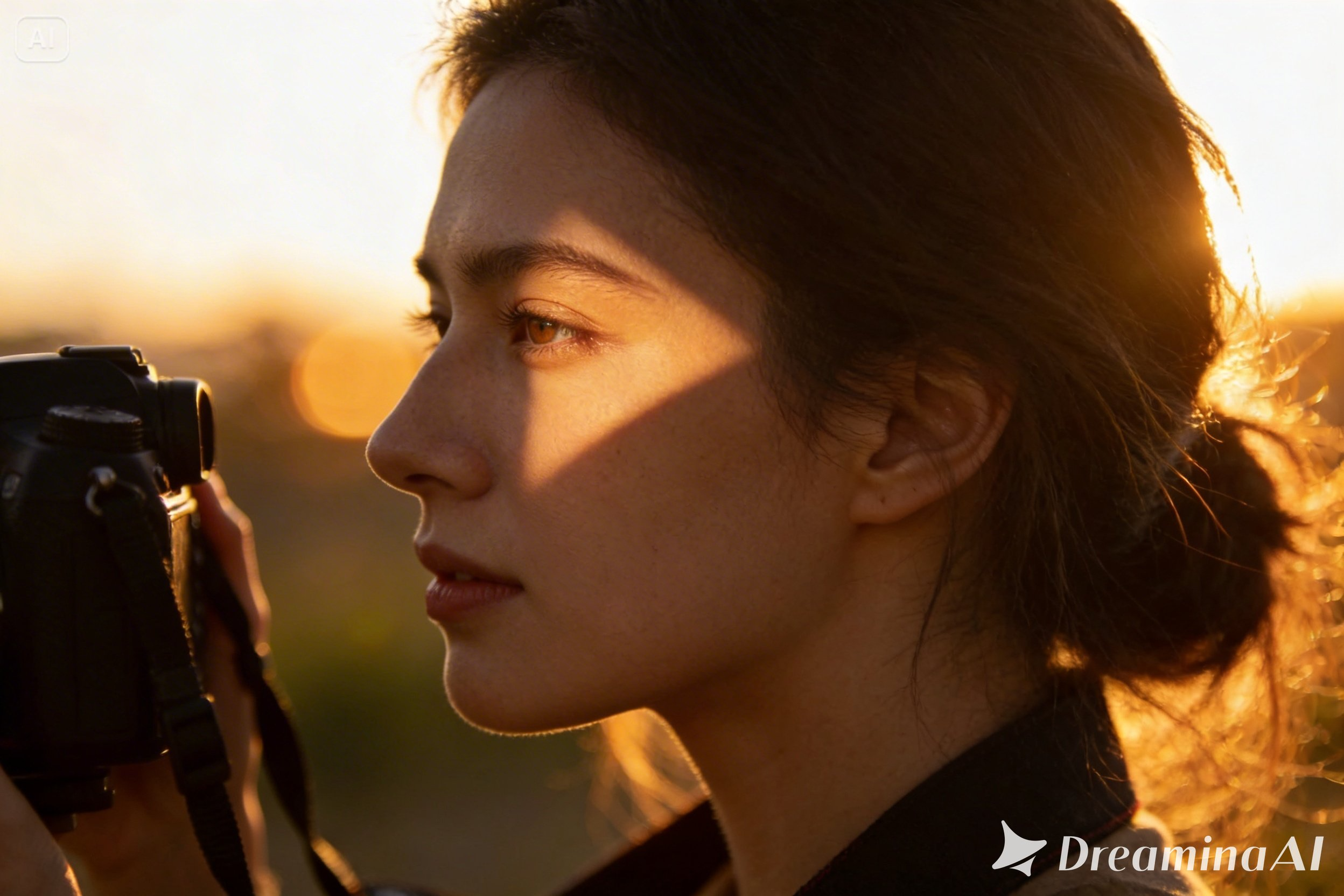 Outdoor golden hour Rembrandt
