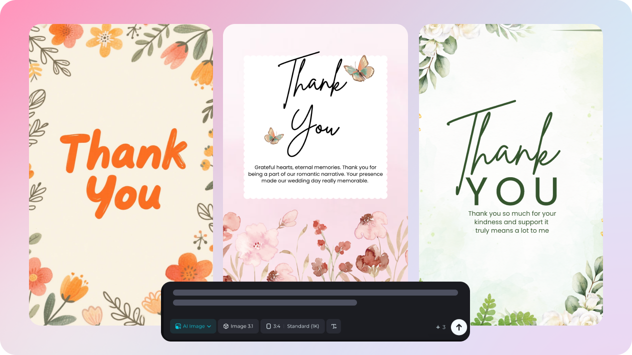 kad ucapan terima kasih tersuai dengan teks