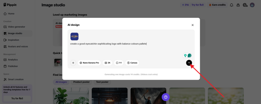 pindutin ang button na generate