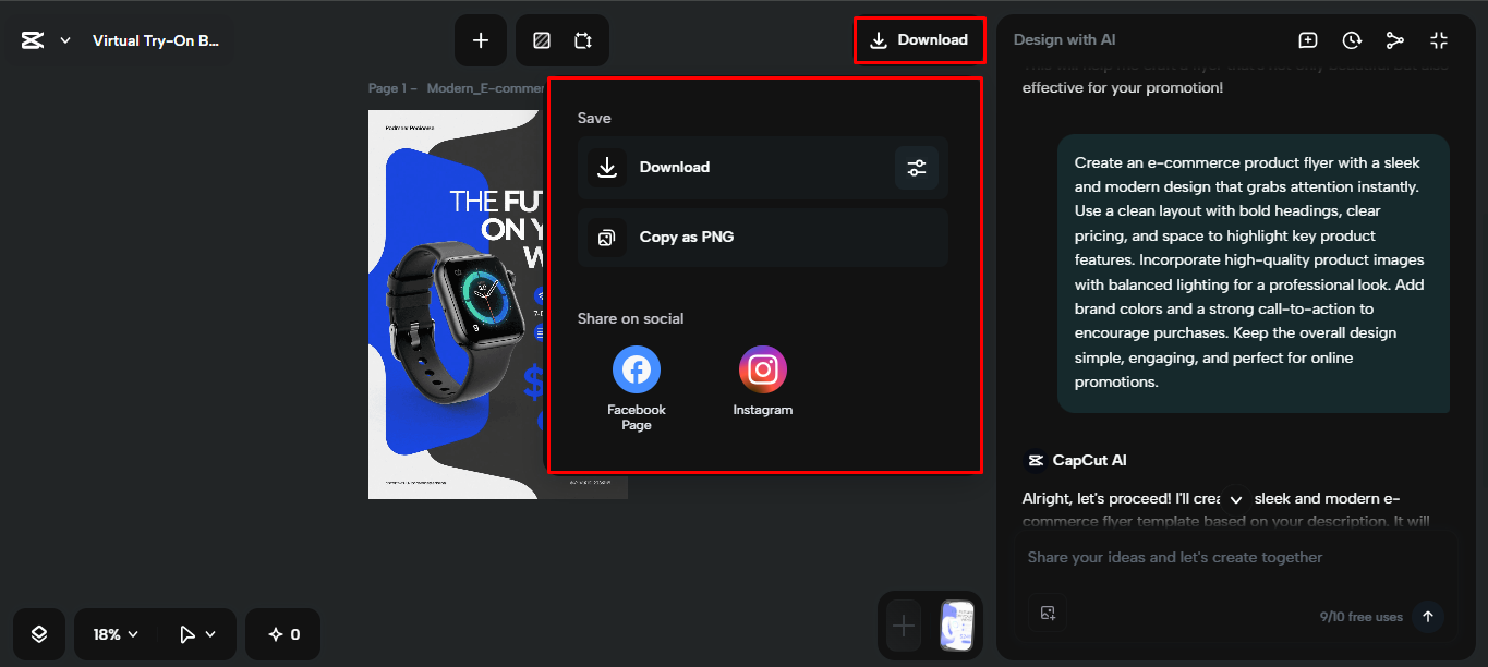 Exporting the media from the CapCut desktop video editor