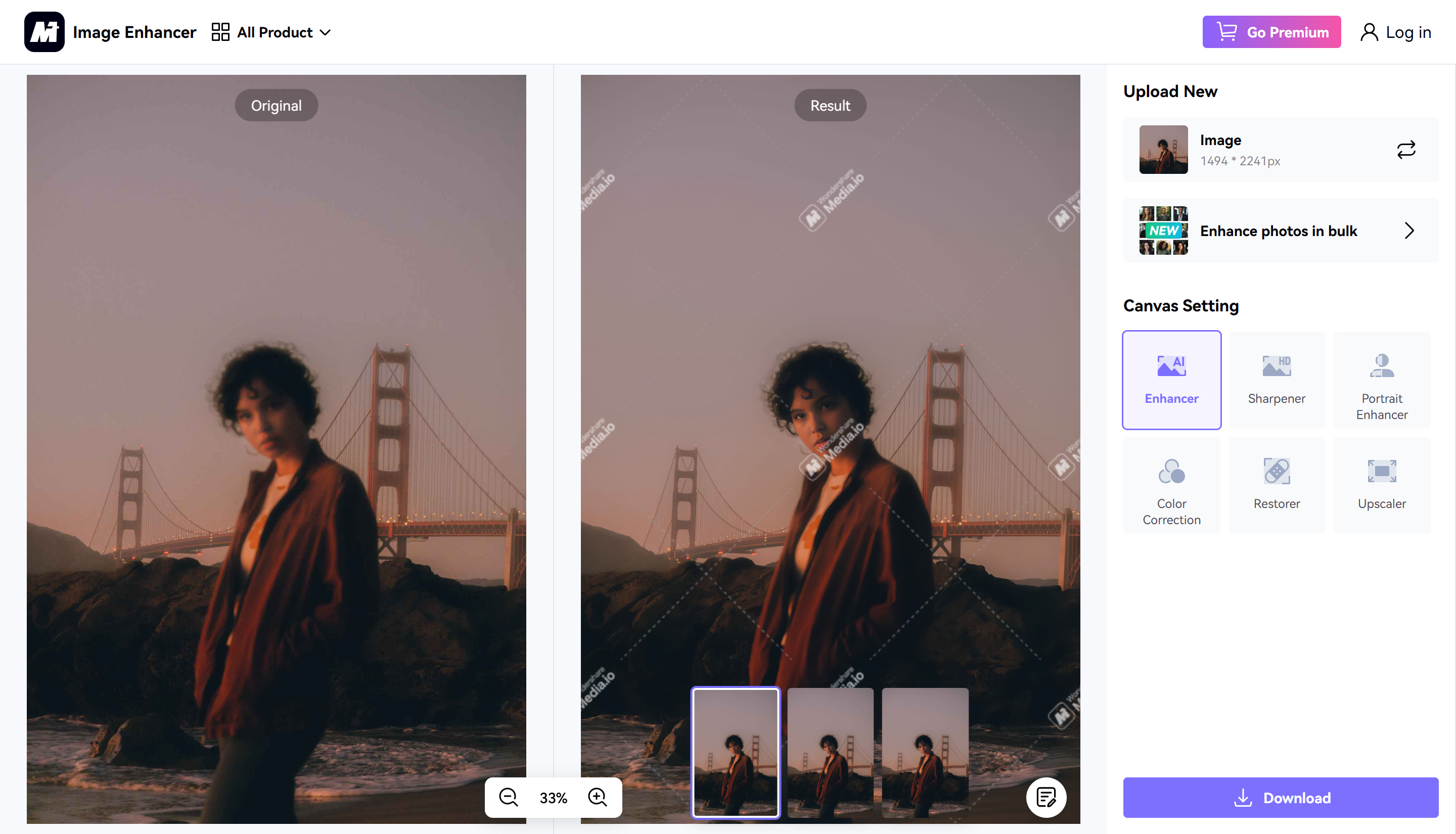 Antara muka Media.io - salah satu retoucher foto AI terbaik